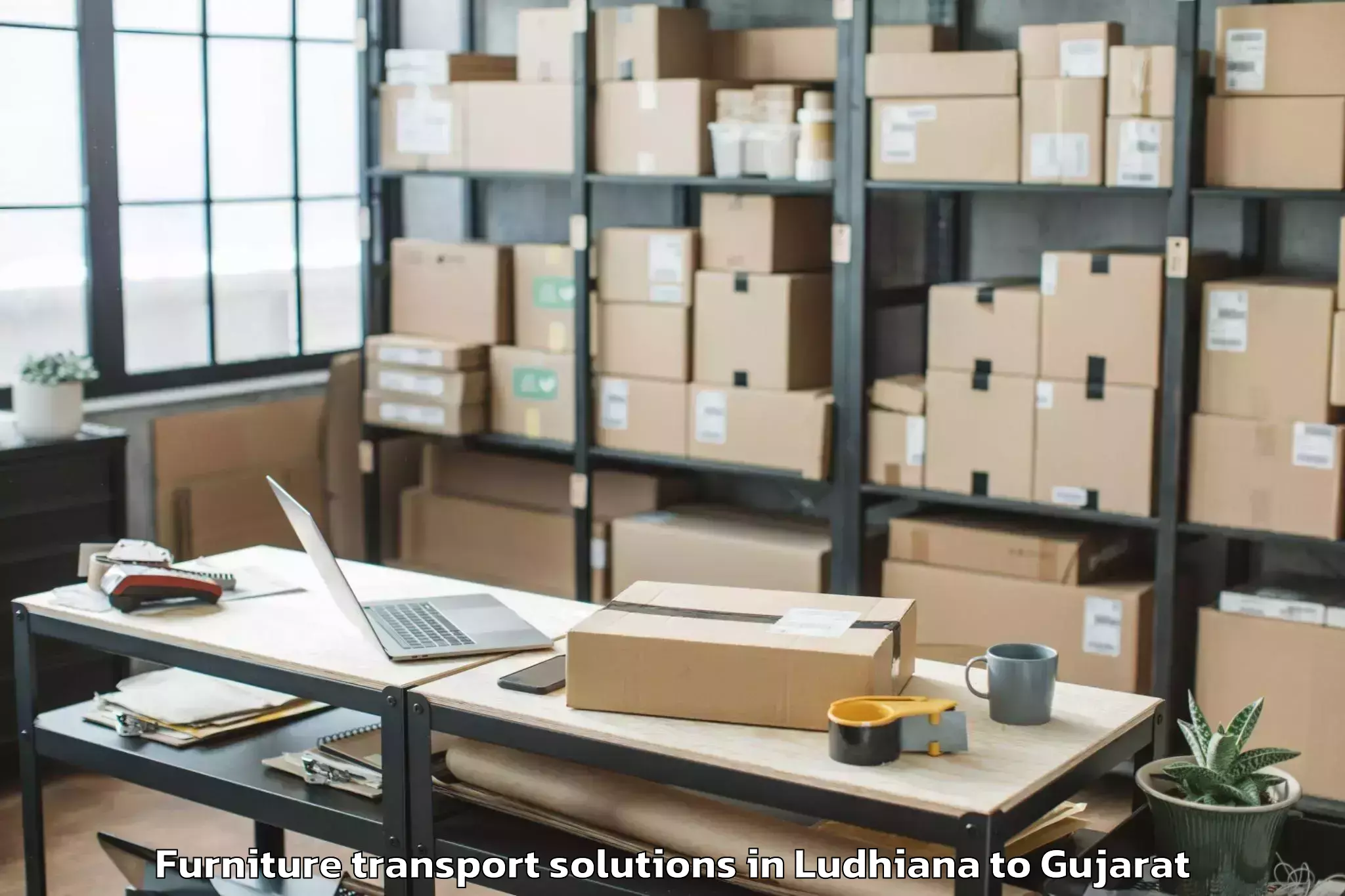 Book Ludhiana to Jhagadia Furniture Transport Solutions Online